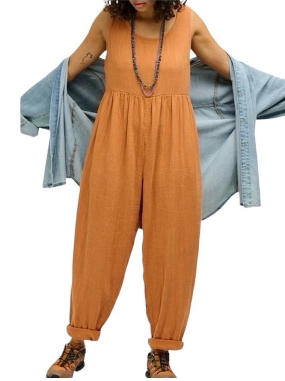 SOLD Lucy & Yak Bowie Sleeveless Terracotta Rust Cotton Jumpsuit Size 4